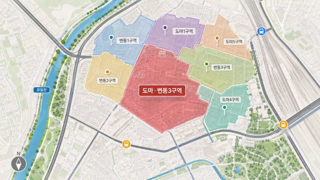 대전 서구 도마동과 변동 일대